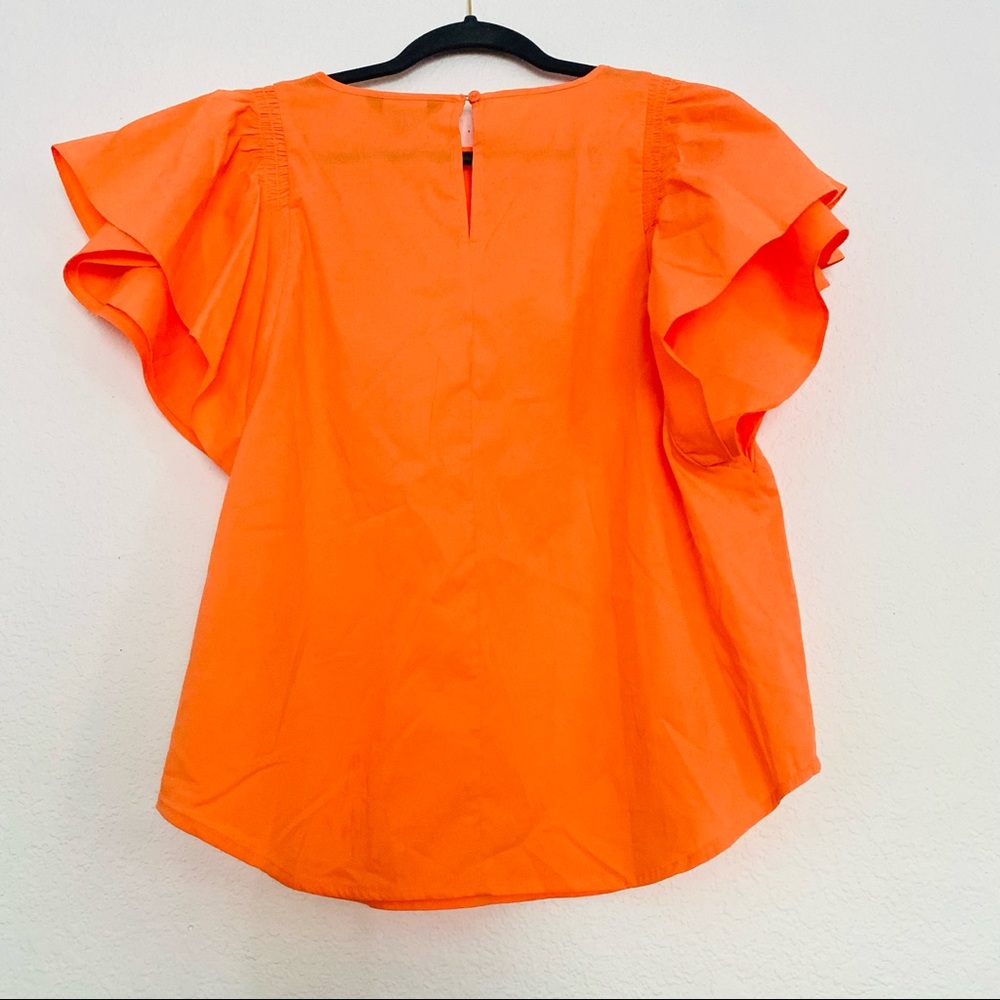 PROJECT RUNWAY Ruffle Sleeve Blouse Orange Size Medium - Picture 7 of 14